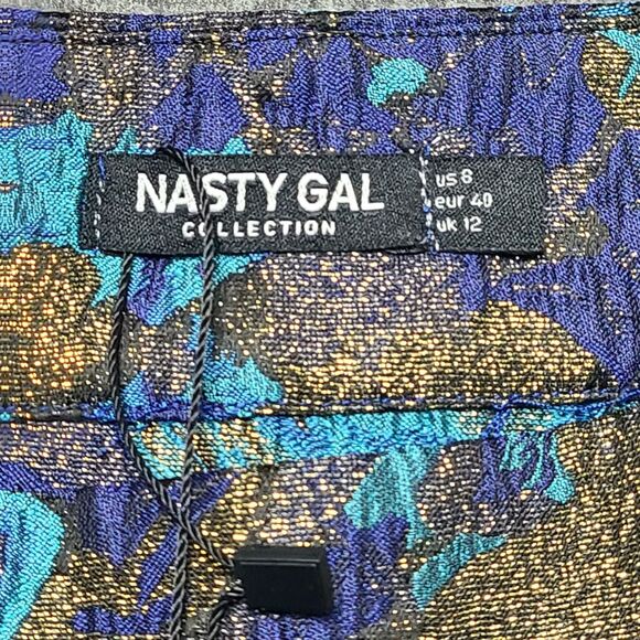 Nasty Gal Womens Skirt 8 Metallic Bracade Multicolor Boho Festival Glitter Party - Picture 5 of 9